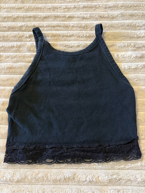 Colsie Tops - Colsie Black Lace-Hem Cropped Camisole
